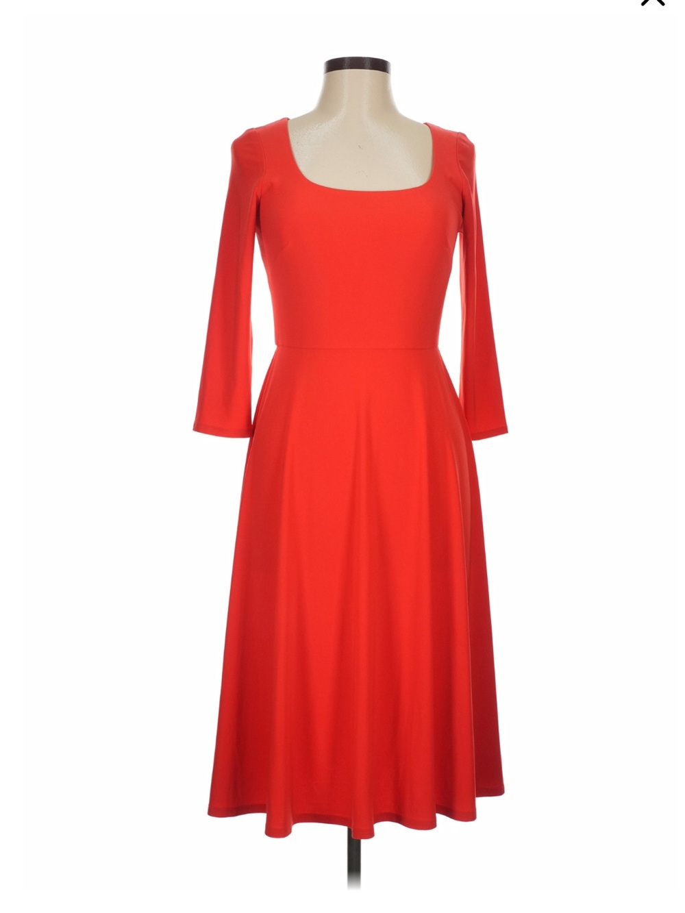 NWT Eliza J Orange scoop neck 3/4 sleeve Midi Dress Size 8